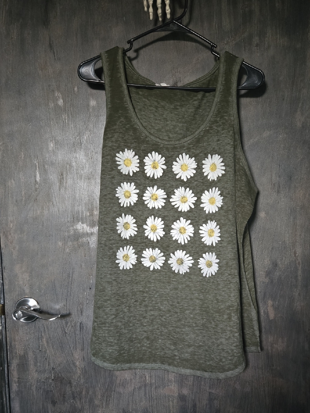Maurices Olive Green Daisy Grid Tank Top